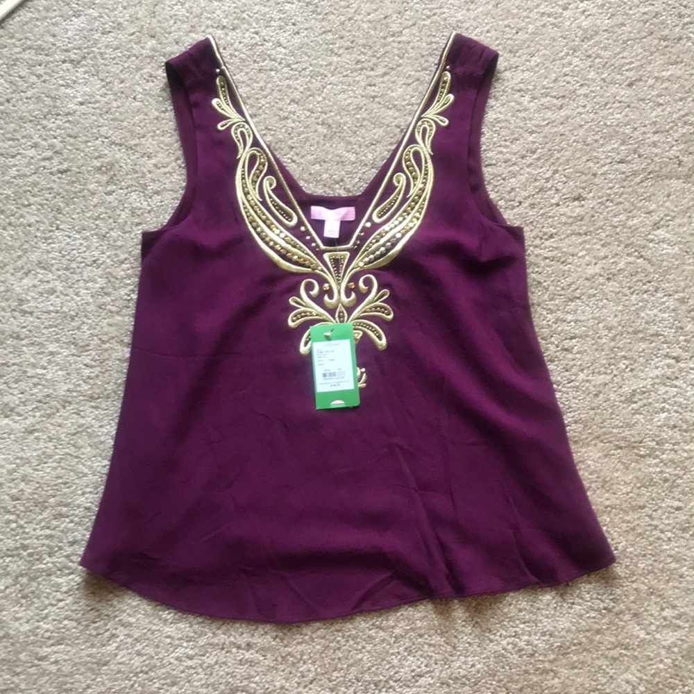 Lilly Pulitzer Embroidered Sequined Top